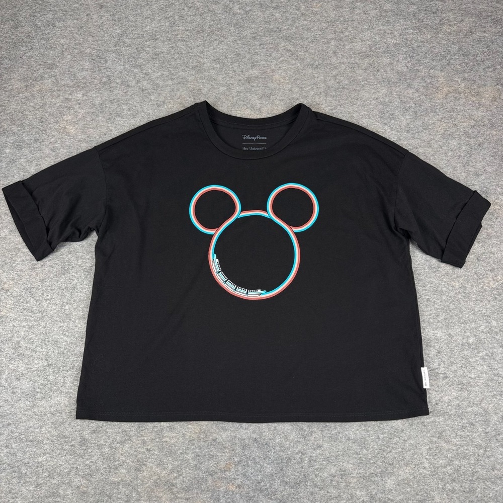 Disney Parks Her Universe Monorail Crop Top Tee Black Womens Large L